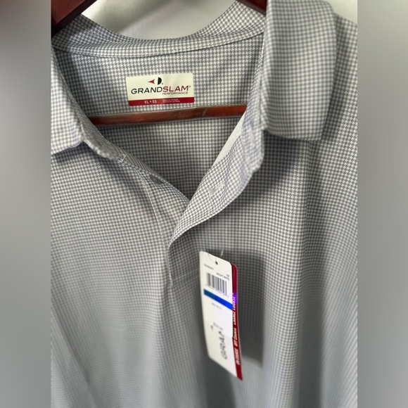 NWT Grand Slam Performance Shirt XL. Bright white (Light gray houndstooth). - Picture 4 of 5